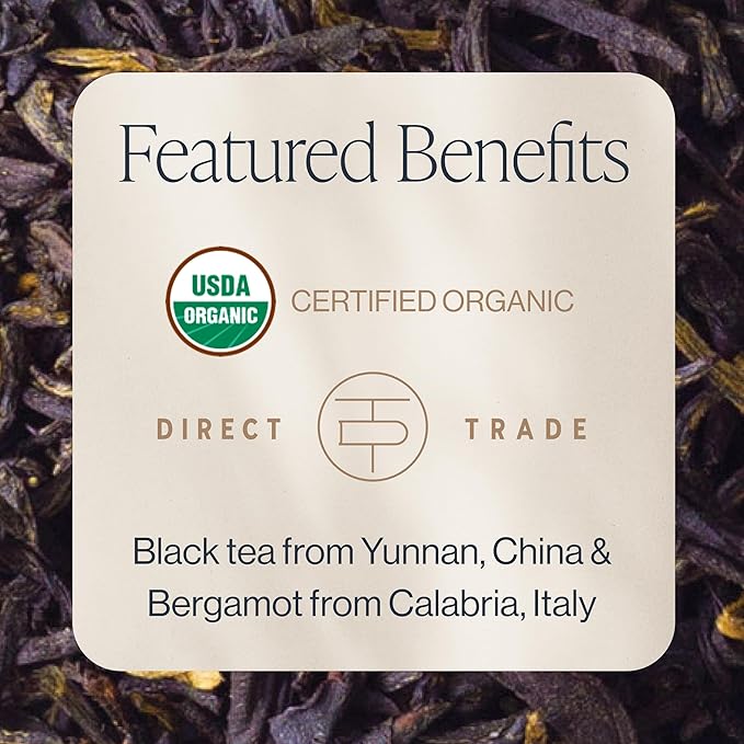 Rishi Tea Earl Grey Supreme Tea - Organic, Caffeinated Loose Leaf Tea with Bergamot Oil and Top Grade Yunnan Black Tea - 16 Ounces, 50+ Servings