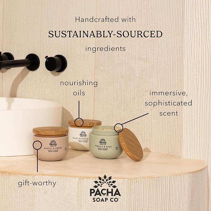 Pacha Soap Co. Whipped Cleansing Scrub, French Lavender - Premium, Handcrafted, Exfoliating Soap Scrub with Pumice for Face & Body, Soothing Essential Oils, Clean Ingredients 2-Pack (15 oz Each)