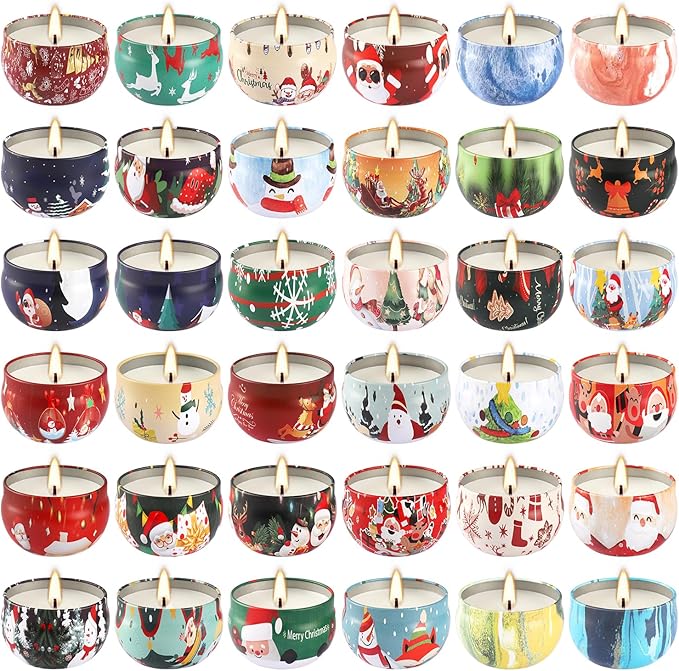 36 Packs Christmas Scented Candles Gift- Aromatherapy Candle-2.5oz Soy Wax-Long Lasting Burn time, Christmas Thanksgiving Gifts, Home Decor