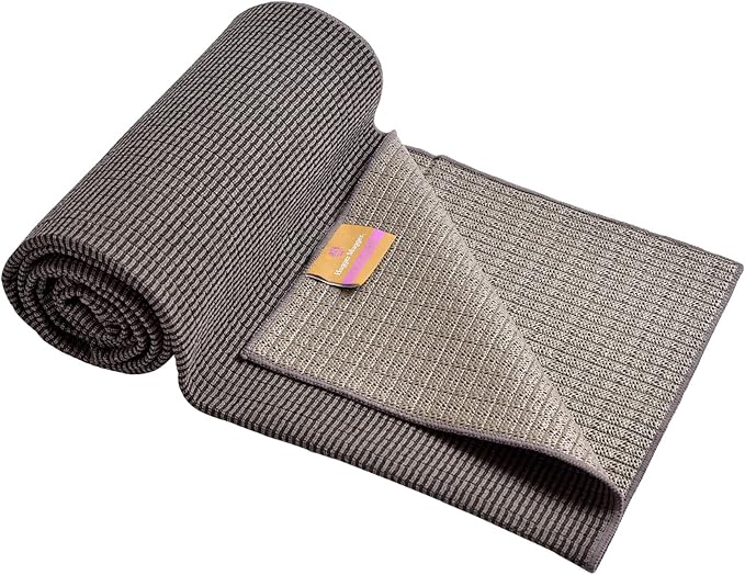 Hugger Mugger Yoga Towel - Graphite - Soft, Absorbent, Fast Drying, Non-Slip Backing, use by iteself or Over a Yoga mat, hot Yoga, Helps with Slippery Hands and feet
