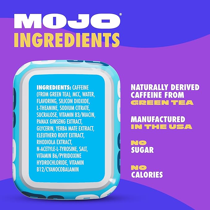 MOJO Energy Pouches Mint Flavor, 50 mg per Caffeine Pouch, 15 Pouches, 5-Pack