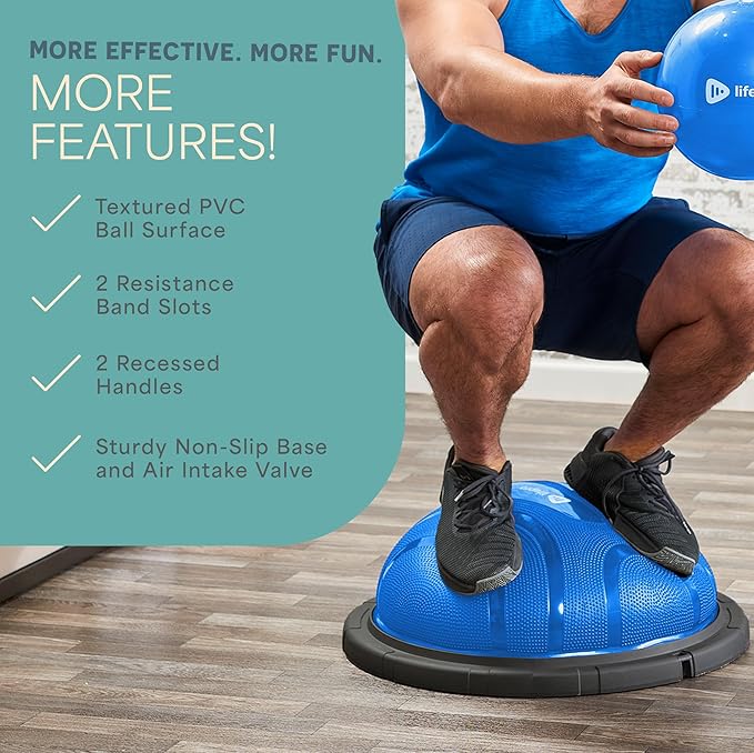 Lifepro Half Balance Ball Trainer - Stability Ball for Exercise, Full-Body Workouts, Home Gym, and Physical Therapy - Non-Slip Equipment for Balance Training