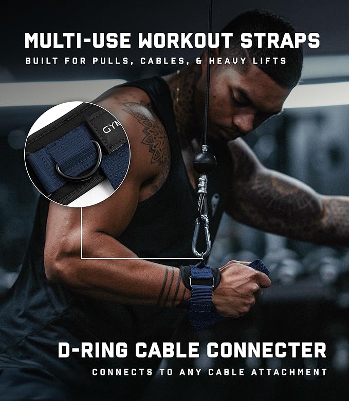 Gymreapers GripLink Lifting Straps – Heavy Duty D-Ring Weight Lifting Wrist Straps with Anti-Slip Silicone Grip Beads, Cushioned & Adjustable Support for Deadlifts, Powerlifting, Cable Machines & Gym Training