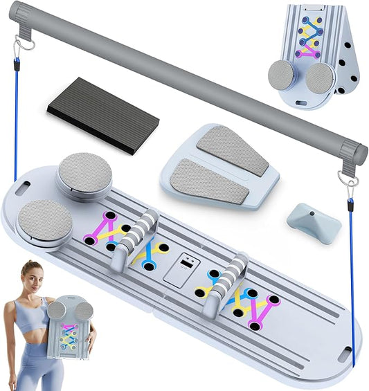 Pilates Board Pilates Reformer Set - Pilates Board for Home Workout, Multifunctional Pilates Board for Core, Glutes, Balance Training, Non-Slip Design with Cushioned Pads, Portable Pilates Board