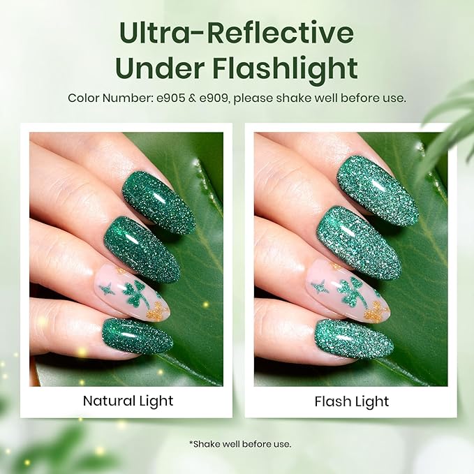 beetles Gel Polish Christmas Green Gel Nail Polish Set 6 Winter Colors Cat Eye Jelly Glitter for Salon Manicure Nail Art DIY at Home UV LED Needed Gifts for Women Girls Enchanted Forest
