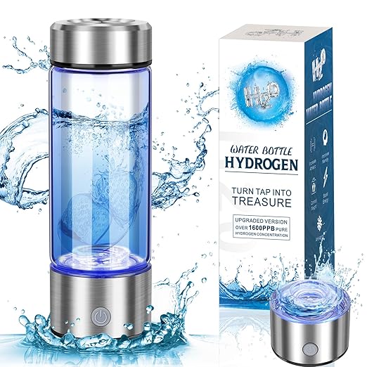 Upgrade Hydrogen Water Bottle,1800PPB Portable Hydrogen Water Bottle Generator with SPE PEM Tech,14OZ Hydro Water Ionizer Machine,Hydrogen Water Cup for Home Office Travel & Fitness