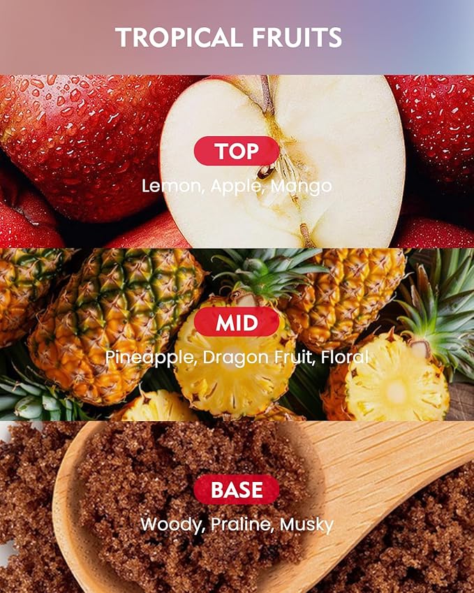 M&SENSE Tropical Fruits Scented Candle,11.6oz Natural Soy Wax, Non Toxic for Home, 3 Wick Jar Candle, Up to 60 Hours Burn time,Housewarming Gifts for Women&Men