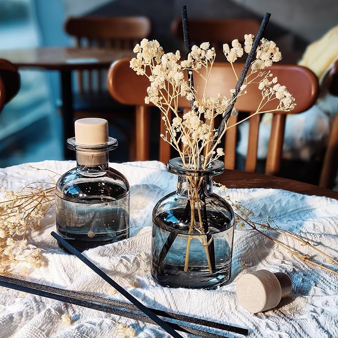 Brakula 2 Pack Reed Diffuser, Bamboo + Lavender Eucalyptus (3.38 fl oz Each Pack), Home Fragrance with 12 Sticks, Shelf Decor, Reed diffusers for Home