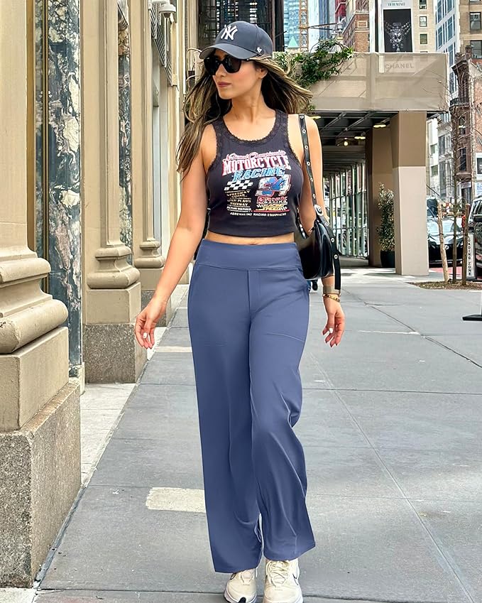 G4Free Yoga Pants Women Wide Leg Pants with Pockets High Waist Stretch Dress Casual Sweatpants Petite/Regular/Tall