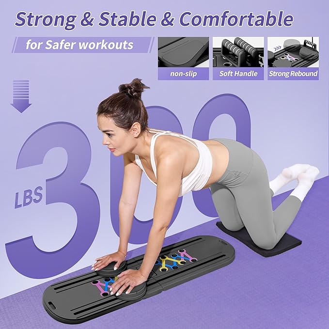 Pilates Board Reformer Premium 15-in-1 Upgraded Foldable - Portable Home Gym Digital Display, Resistance Bands,Balance Board and Timer - Ideal for Abs, Core and Full-Body Workout for Women
