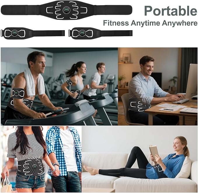Electronic Muscle Stimulator - Portable Powered Ab Stimulator Muscle Toner for Muscle Conditioning,EMS Ab Machine,Fitness Strength Training Workout Equipment for Men and Women
