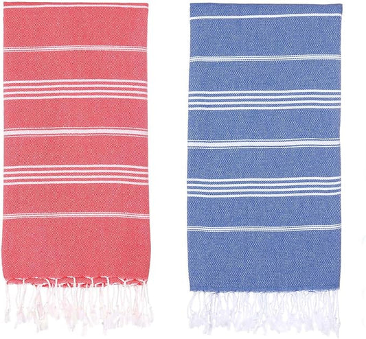 Oversized Turkish Beach Towel 38’’x71’’ - Set of 2 | 100% Turkish Cotton Lightweight Sand Free Quick Dry Pool Towels | Extra Large Bath Towels for Adults Beach Blanket Essentials