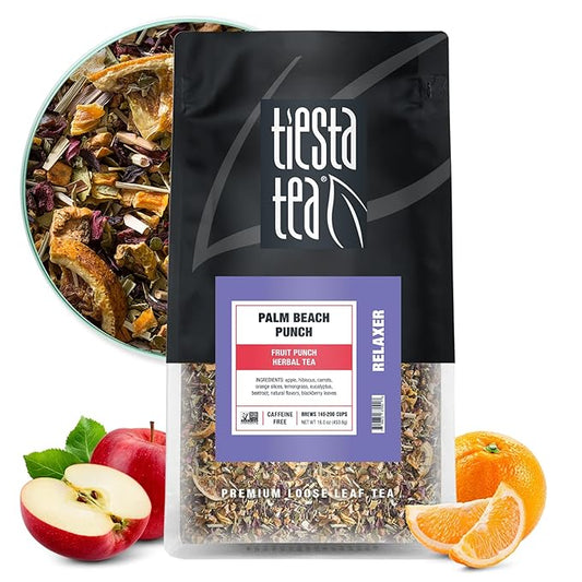 Tiesta Tea - Palm Beach Punch, Loose Leaf, Fruit Punch Herbal Tea, Caffeine-Free Tropical Blend with Apple and Orange, Brews Hot or Iced, 16oz Resealable Bulk Pouch, Up to 200 Cups