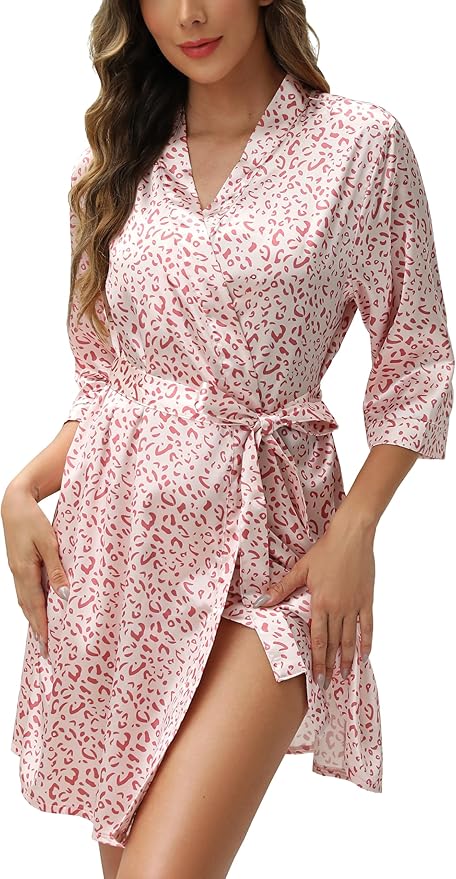Samring Women's Bride Bridesmaids Robe Short Satin Kimono Robes for Wedding & Bridal Party Silk Bathrobes for Women