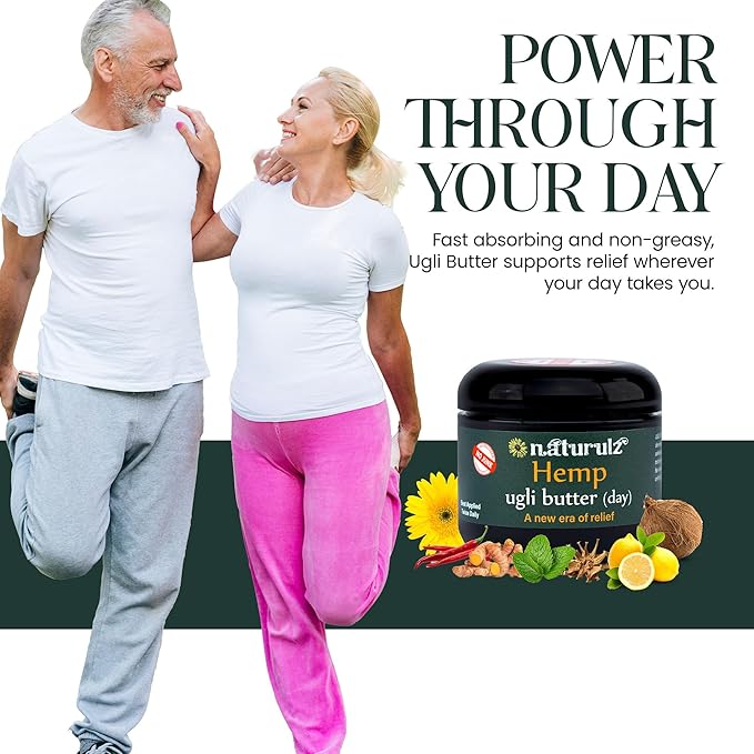 Ugli Butter Hemp Daytime Body Cream 4oz – Soothing Care for Sore Neck, Back & Knees, Nourishing Daily Cream with Arnica, Capsicum, Turmeric, Devil's Claw & Oregon-Grown Hemp for Natural Comfort
