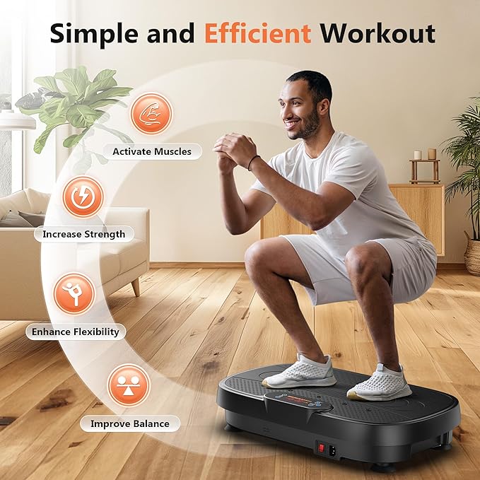 FEIERDUN Vibration Plate Exercise Machine – Whole Body Vibration Platform for Weight Loss & Lymphatic Drainage, Home Fitness Trainer with Remote & Resistance Bands