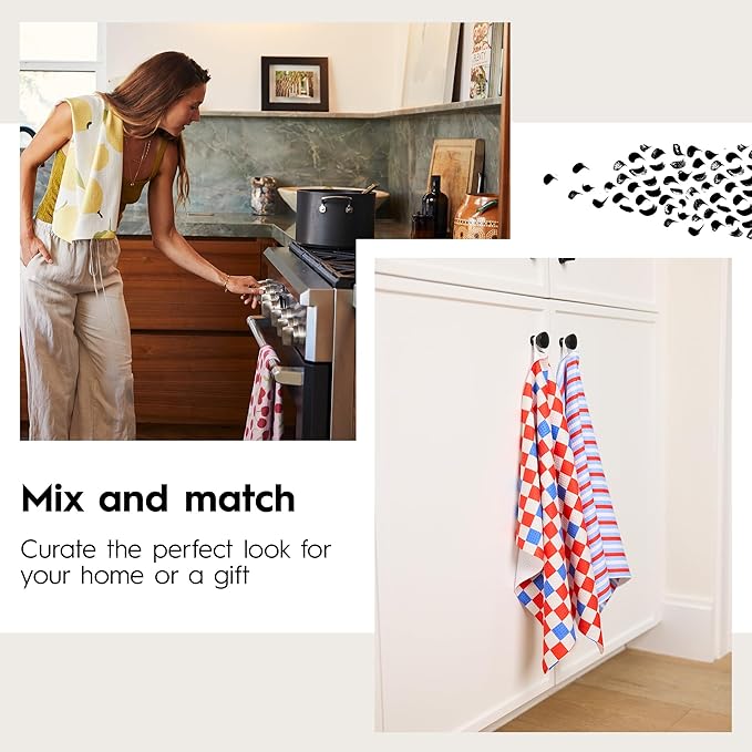 GEOMETRY Kitchen Towels - Quick Dry, Absorbent Microfiber Dish Towels for 4th of July, Memorial Day, Veterans Day, and Holiday Decor - Red, White, and Blue - Liberty Lines