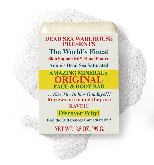 Dead Sea Warehouse - Dead Sea Salt Soap Bar - Original Face & Body Bar - Hydrating Mineral Soap for All Skin Types, Fragrance-Free - 3.5 oz