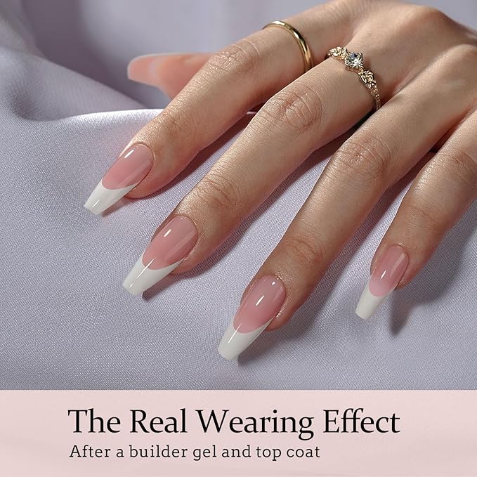 BTArtboxnails False Nail Tips - French Tip Press on Nails Pink Medium Coffin XCOATTIPS, No Need to File Fake Nails for Nail Art DIY