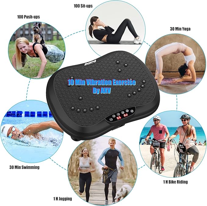 AXV Vibration Plate Exercise Machine Whole Body Workout Portable Mini Vibrate Fitness Platform Lymphatic Drainage Machine for Weight Loss Shaping Toning Wellness Home Gyms Workout (Mini)