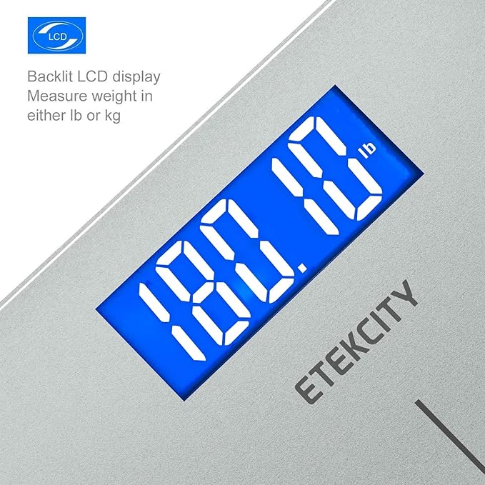 Etekcity Scale for Body Weight, Bathroom Digital Electric Scale for People, Measures Weight up to 400 lbs, Silver
