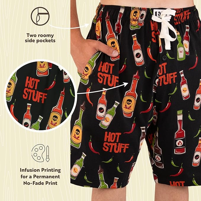 Lazy One Pajama Shorts for Men, Men's Pajama Bottoms, Sleepwear