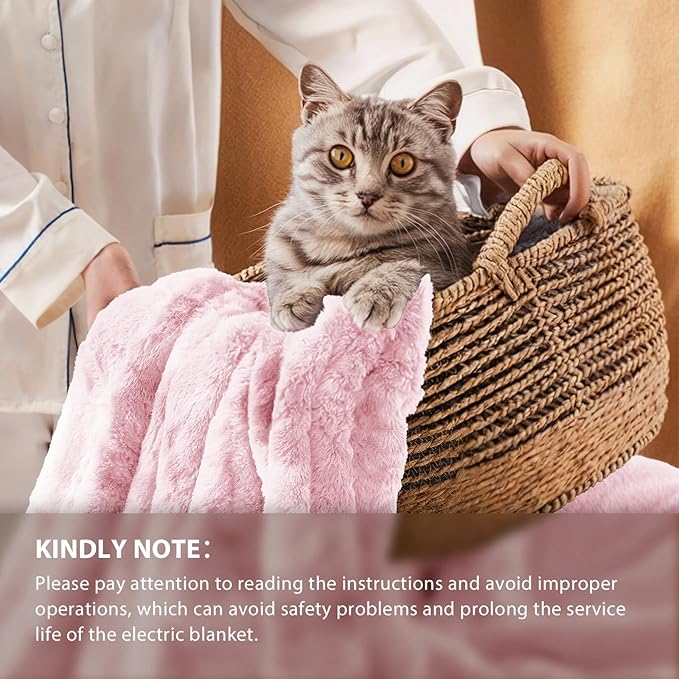 Homemate Electric Heated Blanket Full Size - 72"x84" Heating Blanket Full Size 1/2/4/6/8 Hours Auto-Off 10 Heat Level Over-Heat Protection Luxury Faux Fur Sherpa ETL Certification