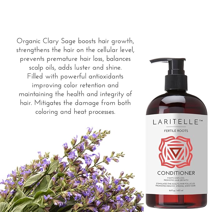 Laritelle Organic Anti-Thinning Conditioner | Fortifying, Strengthening & Rejuvenating | Prevents Hair Loss and Shedding, Promotes New Hair Growth | Ayurvedic Herbs, Lavender, Ginger, Rosemary