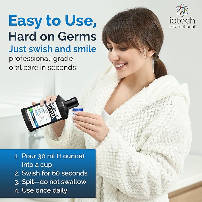 ioRinse Ultra Mouthwash is The Choice of 1,000s of Dentists as The Mouth Wash for Adults and Kids Oral Care and Hygiene. It's an Alcohol Free, Bad Breath Treatment and Gum mouthwash with Xylitol.