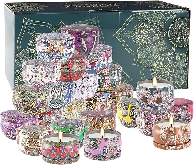 Scented Candles Gift Set, 2.5 oz Soy Wax Aromatherapy Candle for Home, Romantic Candles Gift for Mother Day Christmas Valentines Birthday (24 Pack)