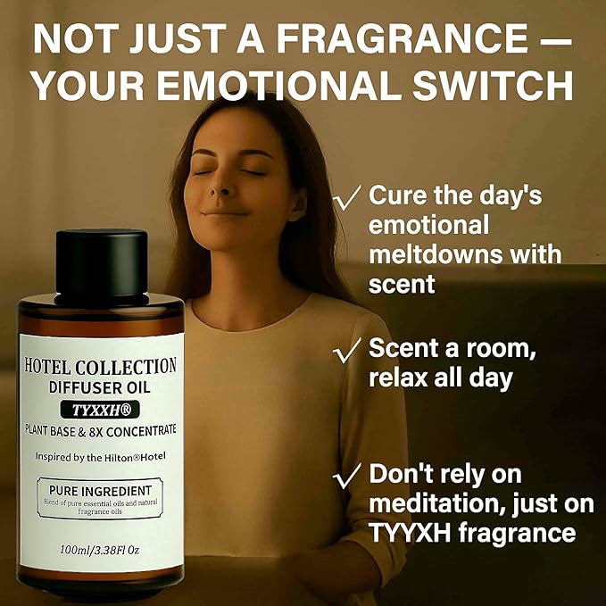 Hotel Collection Diffuser Oil, Hilton Inspired Essential Oils for Waterless, Cold Air, Ultrasonic & Reed Diffusers, HVAC, Long-Lasting 5-Star Hotel Fragrance for Home, Office, Spa - 3.38fl oz/100ml