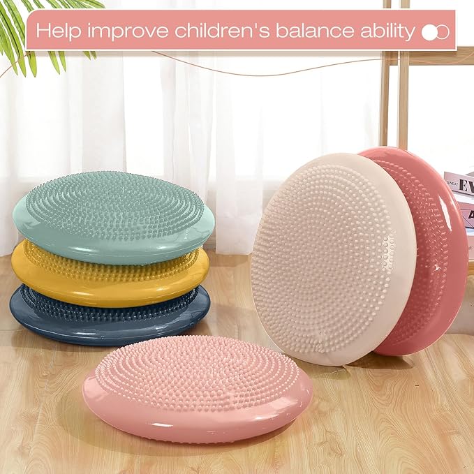 Amylove 6 Pcs Wiggle Seat Inflated Wobble Cushion for Sensory Kid 13 Inch Balance Disc Kids Flexible Seating Exercise Sensory Pad Chair Cushion for Classroom Office School