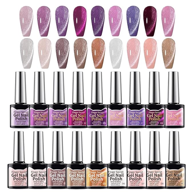 10ml Gel Cat Eye Nail Polish Kit - 18Pcs Cat Eye Magnetic Nail Polish With Magnetic Iron Rod Double Ended Nail Tool, Long-Lasting and Non-Fading Creating Fashionable Manicures