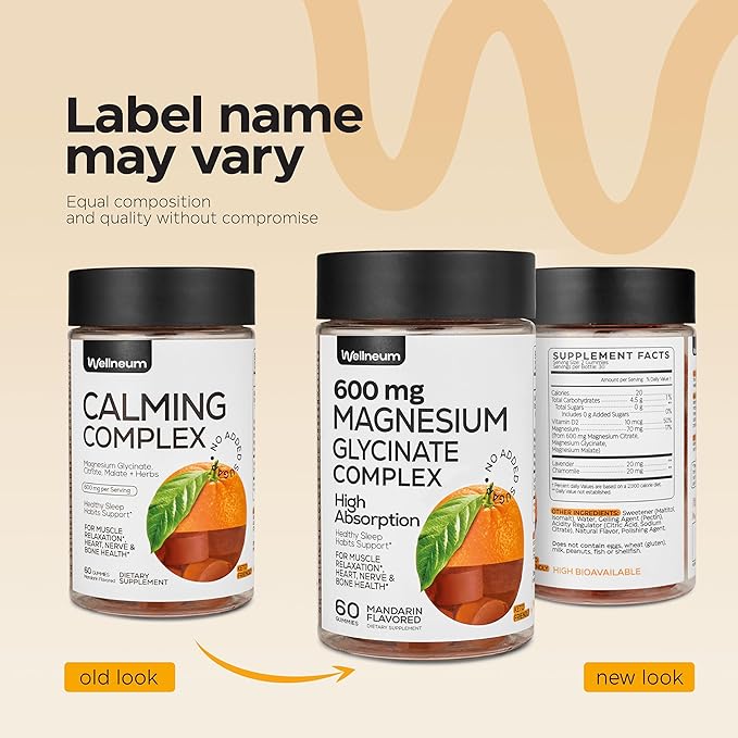 Magnesium Glycinate Gummies 600Mg 2 Pack - High Absorption, Triple Calm Magnesium Complex - Chews for Relaxation and Sleep - Gummy Supplement with Vitamin D - Vegan, Sugar Free, Gut Friendly