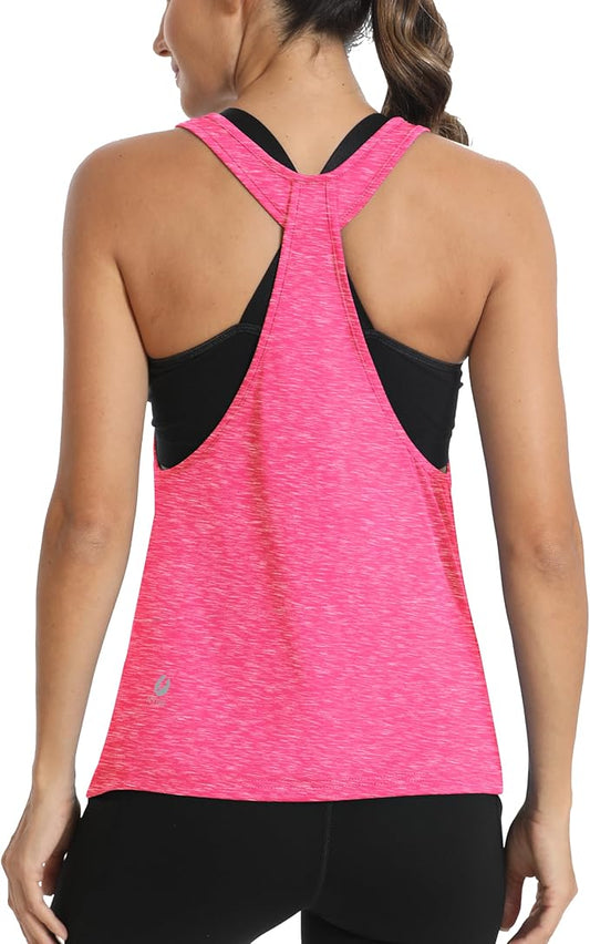 ICTIVE Workout Tops for Women Sleeveless Open Back Muscle Racerback Exercise Tank Shirts
