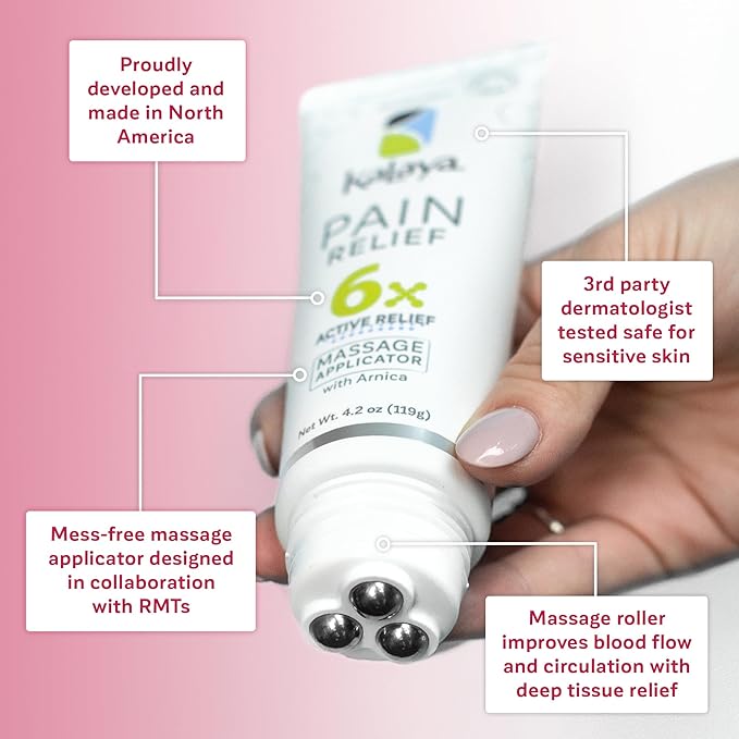 Kalaya Pain Relief Cream with Arnica – Fast-Acting Joint & Muscle Pain Relief – 6 Natural Ingredients – No-Mess Applicator – RMT-Inspired Design – Dermatologist Tested – 4.2 oz