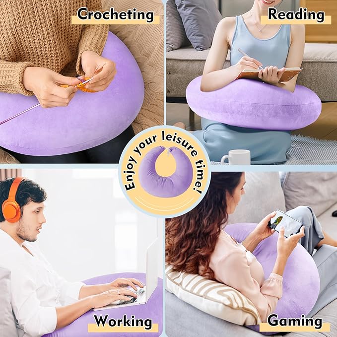 Gaming Pillow Arm Support Pillow for Bed & Sofa: Ergonomic U-Shaped Lap Pillow with Elbow Rest for Adults & Kids - Reduces Arm Pain & Fatigue During Gaming, Reading, Working & Crocheting