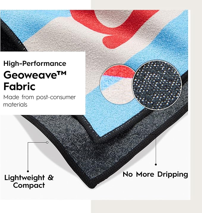 GEOMETRY Micro-Loop Beach Towel – Spring & Summer Collection – Quick-Dry, Sand-Resistant, Ultra-Absorbent Compact Towel for Beach & Travel (Lucky Play)