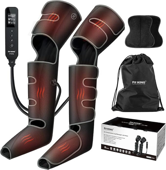 FIT KING Full Leg Massager with Heat, Air Compression Massager for Foot Calf & Thigh Muscle Relaxation and Recovery, Helpful for Pain Relief,Swelling, Edema and RLS