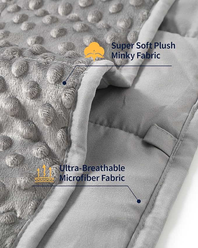 Mr. Sandman Weighted Blanket for Adults Queen, Minky Dots Heavy Blanket for Woman,Man Sleeping/Calm, Soft, Cozy and Cooling Weighted Throw Blankets, Machine Washable, 80 x 87in, 25 Pounds, Grey