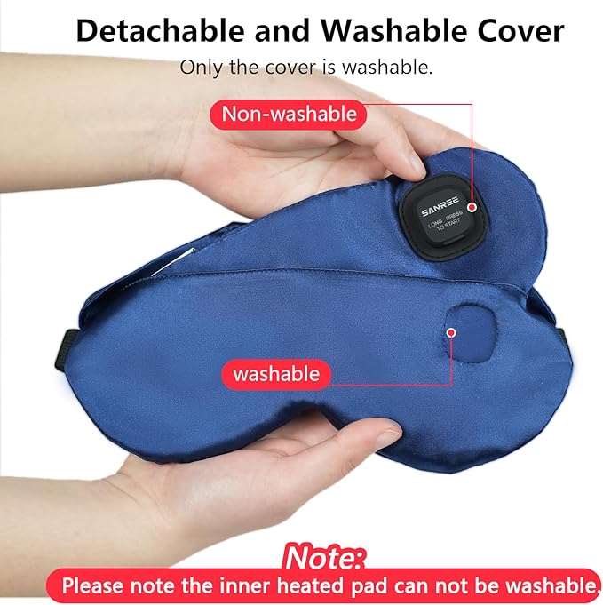 Heated Eye Mask, Warm Eye Compress for Dry Eyes Blepharitis Stye Moist Hot Relief, Electric Blackout Cordless Heating Pad for Traveler Computer Tied Eyes,Washable Rechargeable Sleeping Mask for Gift