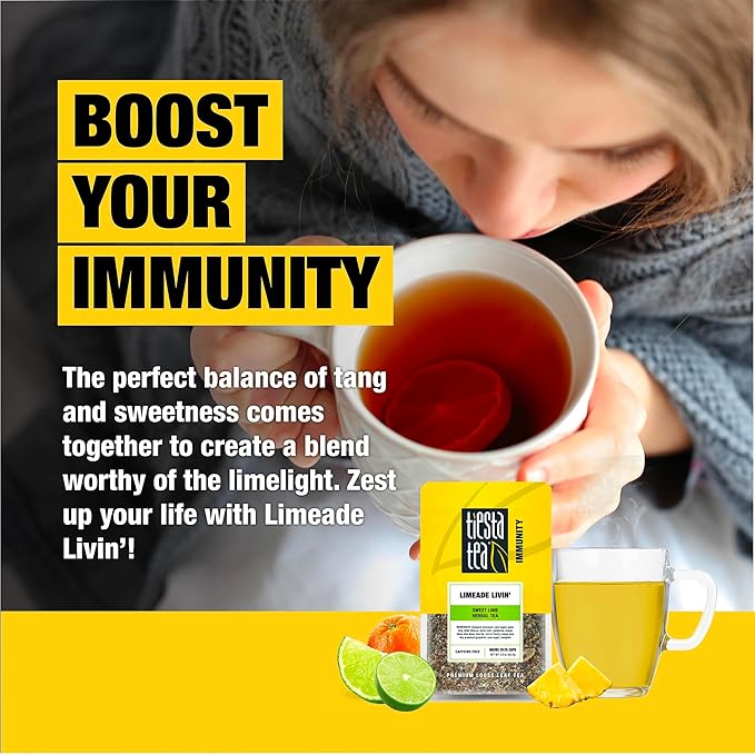 Tiesta Tea - Limeade Livin, Loose Leaf, Sweet Lime Herbal Tea, Non-Caffeinated Fruit Blend, Make Hot or Iced Up to 25 Cups, 2 oz Resealable Pouch