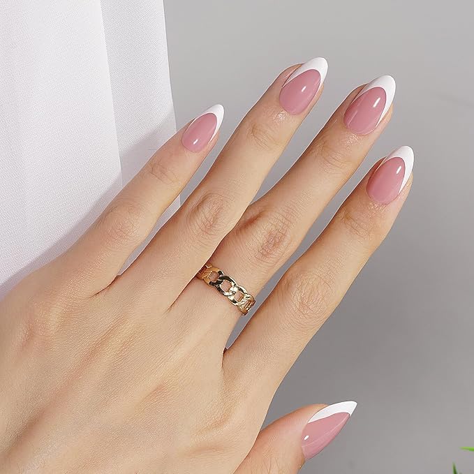 Canvalite French Tip Press on Nails - 300Pcs Pre-Colored Short Gel Nail Tips, Quick and Easy Almond Fake Nails With Designs, DIY French Tip, Pink White