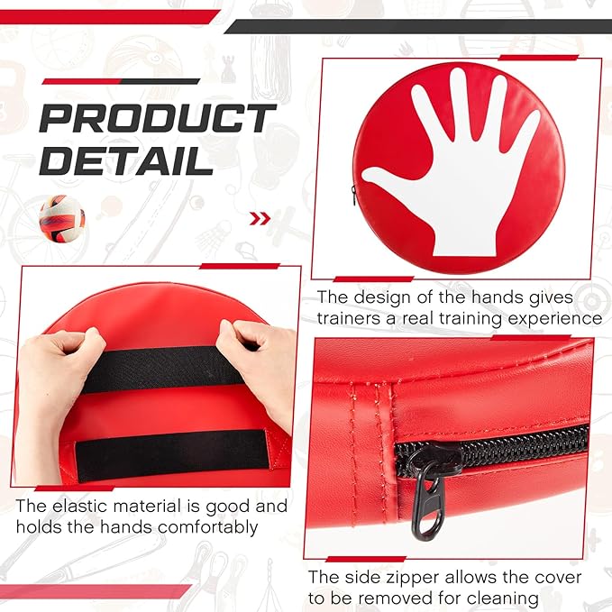 Volleyball Blocking Pad Volleyball Setter Training Equipment Red Round Training Aid Player for Hitting and Blocking Mimics Hand Hitting Trainer Protects Blockers Hands