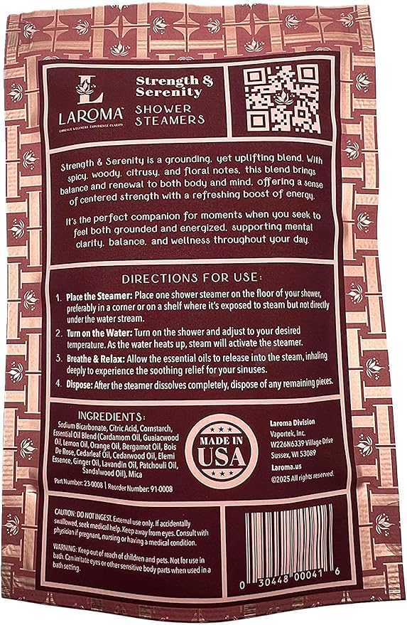 Laroma Shower Steamers, Hand-Crafted in The USA, Strength & Serenity, 6 Steamers