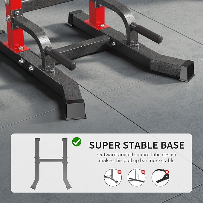 SogesHome Adjustable Pull Up Bar & Dip Station, Heavy Duty 500LB Capacity Multifunctional Home Gym Fitness Equipment for Strength Training, Push Up Stand for Arm, Back, Core & Full Body Workout