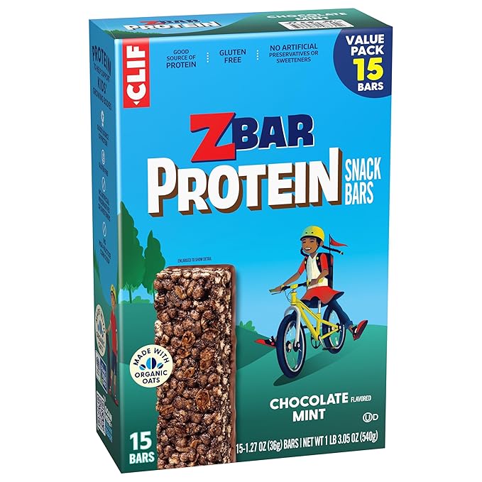 Zbar Protein - Chocolate Flavored Mint - Crispy Snack Bars - Made with Organic Oats - Non-GMO - 5g Protein - Gluten Free Protein Bars (15 Pack)