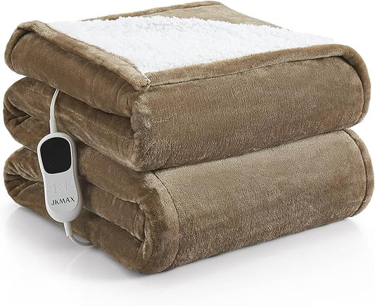 Heated Electric Blanket King Size - 100"x90" Flannel Heating Blanket with 10 Heating Levels & 5 Time Settings Over-Heat Protection, Winter Warmer for Adults with ETL Certification（Ivory）