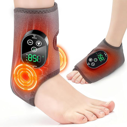 DeMoce Cordless Ankle Massager for Pain Relief, Ankle Heating Pad with Massage, Foot Massage with Heating, Foot Heel Pain Relief, Adjustable Timer, 6 Heat Levels, 3 Vibration Modes