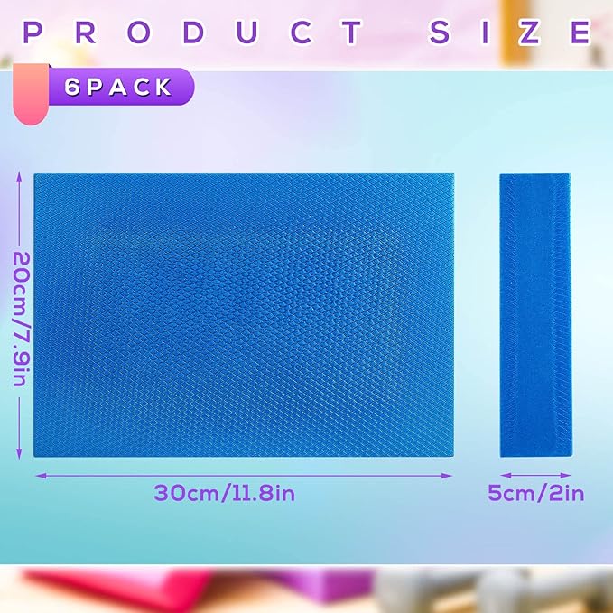 6 Pcs Balance Pad Balancing Foam Pad Yoga Mat Trainer Non Slip Cushion Exercise Mat Knee Pad for Fitness and Stability Stretching, Pilates, Physical Therapy, Core Trainer, 11.81 x 7.87 x 1.97 Inch